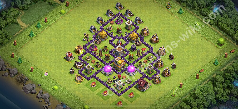 Diseño de aldea Anti 3 Estrellas Ayuntamiento 7 Copiar, Anti Aire / Dragón - COC TH7 Perfecta Distribucion 2025 + Enlace, #2429