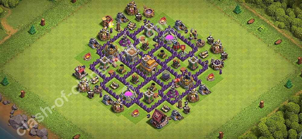Top TH7 Unbeatable Anti Loot Base Plan with Link, Copy Town Hall 7 Base Design 2026, #3458