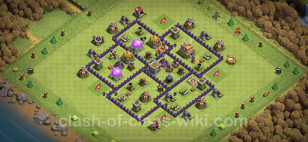 Anti Everything TH7 Base Plan with Link, Hybrid, Copy Town Hall 7 Design, #390