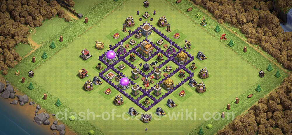 Full Upgrade TH7 Base Plan with Link, Anti Everything, Hybrid, Copy Town Hall 7 Max Levels Design, #402