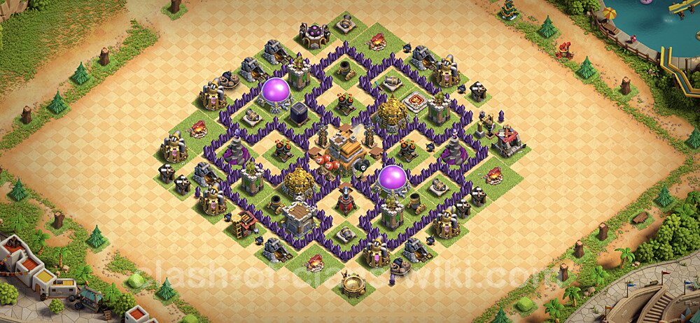 Anti Everything TH7 Base Plan with Link, Hybrid, Copy Town Hall 7 Design, #416