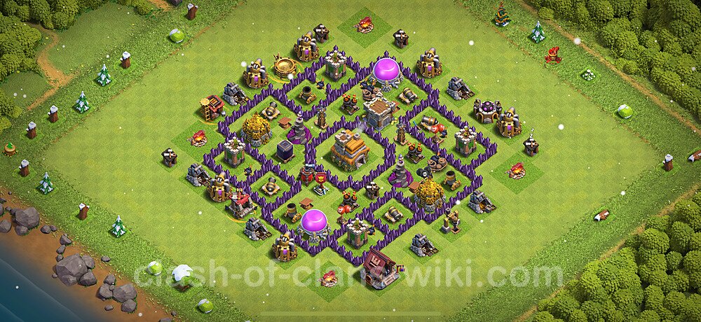 TH7 Anti 3 Stars Base Plan with Link, Hybrid, Copy Town Hall 7 Base Design 2025, #417