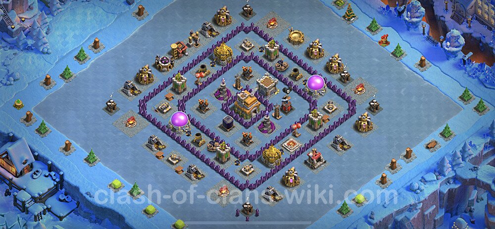 Anti Everything TH7 Base Plan with Link, Hybrid, Copy Town Hall 7 Design, #418