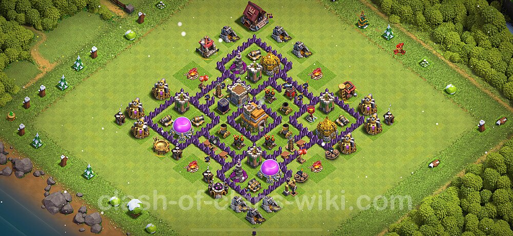 TH7 Anti 2 Stars Base Plan with Link, Hybrid, Copy Town Hall 7 Base Design 2025, #419