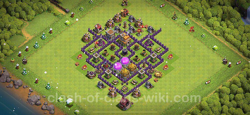 Die Anti 3 Sterne Base RH7 + Link, Hybrid 2024 - COC Rathaus 7 Kopieren Base, #728