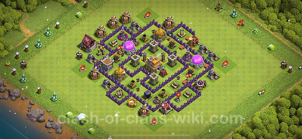 TH7 Anti 3 Stars Base Plan with Link, Hybrid, Copy Town Hall 7 Base Design 2025, #771