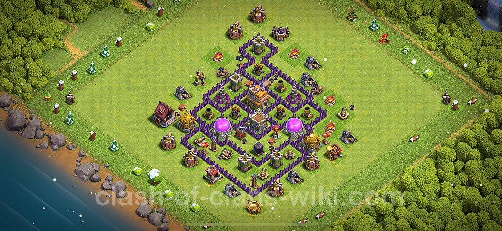 TH7 Trophy Base Plan with Link, Anti 3 Stars, Anti Air / Dragon, Copy Town Hall 7 Base Design 2025, #822