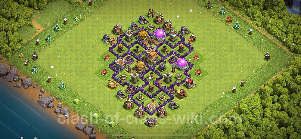 TH7 Trophy Base Plan with Link, Anti 3 Stars, Hybrid, Copy Town Hall 7 Base Design 2024, #890