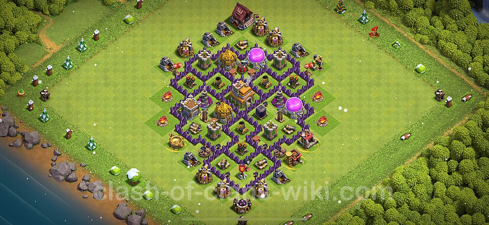 TH7 Trophy Base Plan with Link, Anti 3 Stars, Hybrid, Copy Town Hall 7 Base Design 2025, #890