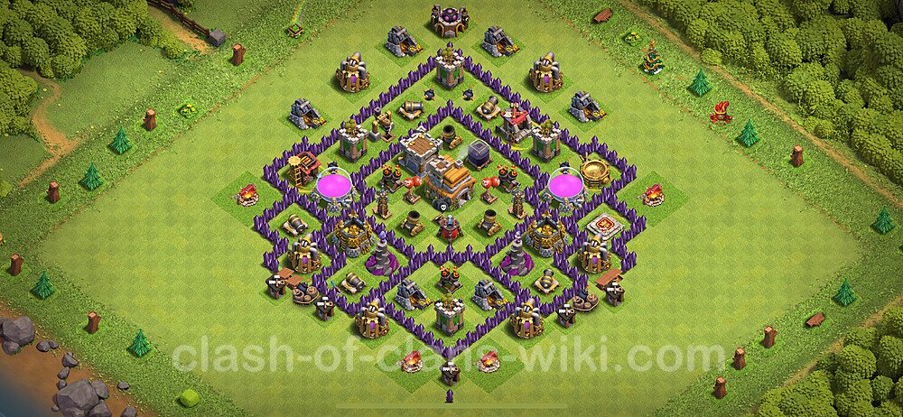 TH7 Trophy Base Plan with Link, Copy Town Hall 7 Base Design 2024, #90