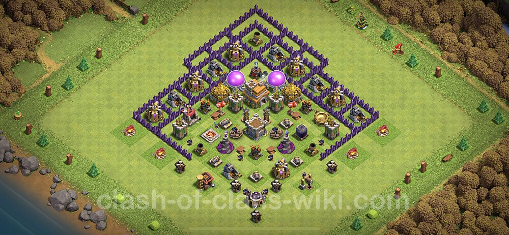 Base plan TH7 Max Levels with Link, Anti Air / Dragon, Hybrid for Farming, #158