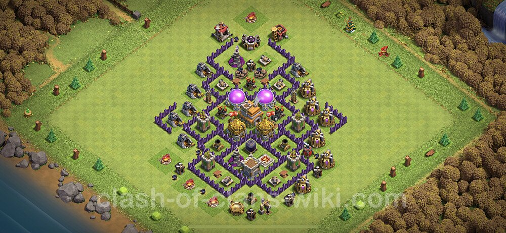 Base plan TH7 Max Levels with Link, Anti Everything, Hybrid for Farming, #159