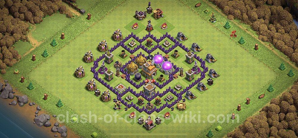 Base plan TH7 (design / layout) with Link, Anti 3 Stars, Hybrid for Farming, #164