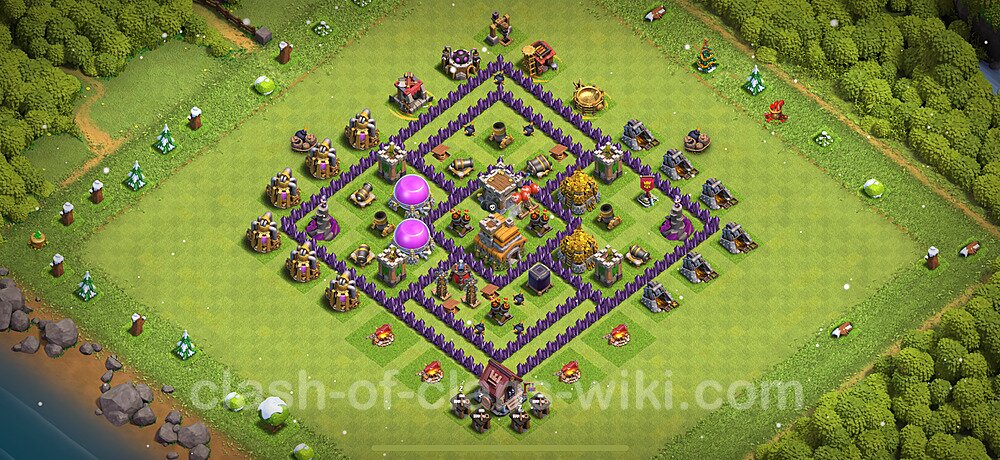 Municipio livello 7 Base + Link, Anti 3 stelle - Miglior Disposizione villaggio per Farming COC 2025 TH7, #1737