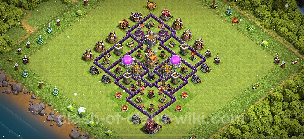 Municipio livello 7 Base + Link, Anti 3 stelle, Anti tutto - Miglior Disposizione villaggio per Farming COC 2025 TH7, #1803