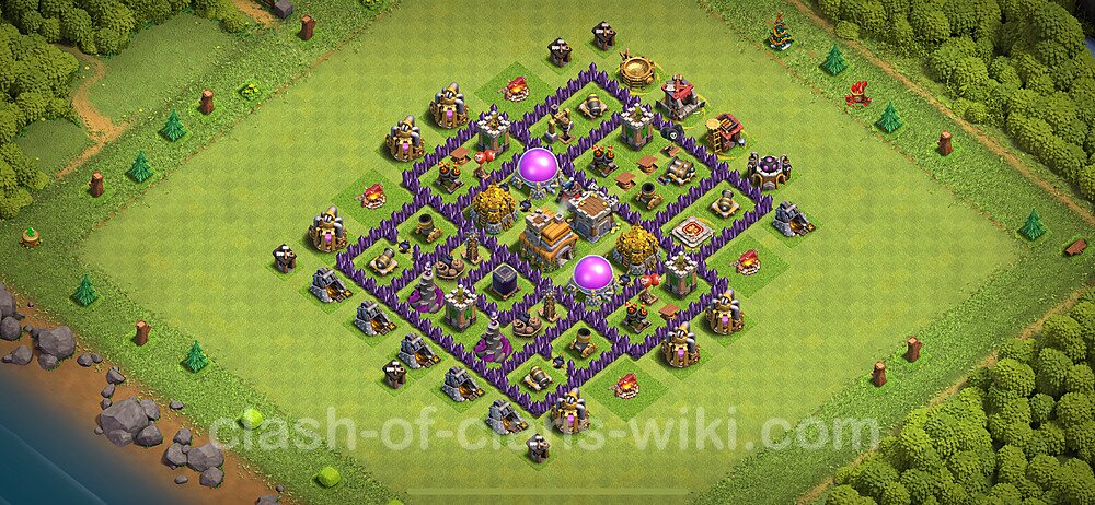 Base plan TH7 (design / layout) with Link, Anti 2 Stars, Anti Everything for Farming 2024, #1812