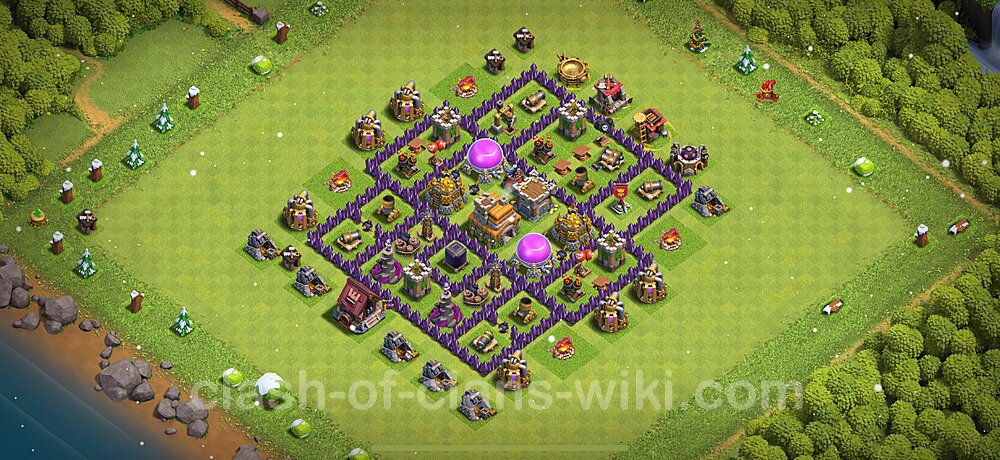 Municipio livello 7 Base + Link, Anti 2 stelle, Anti tutto - Miglior Disposizione villaggio per Farming COC 2025 TH7, #1812