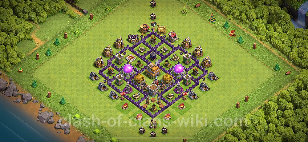 Base plan TH7 (design / layout) with Link, Anti 2 Stars, Anti Everything for Farming 2024, #1830