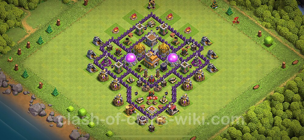 Base plan TH7 (design / layout) with Link, Anti 2 Stars, Anti Everything for Farming 2024, #2072