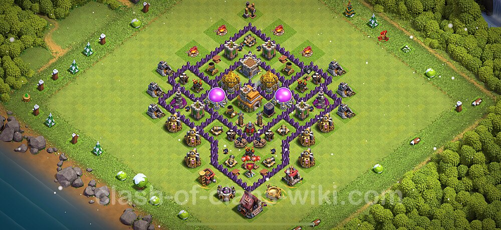 Municipio livello 7 Base + Link, Anti 2 stelle, Anti tutto - Miglior Disposizione villaggio per Farming COC 2025 TH7, #2072