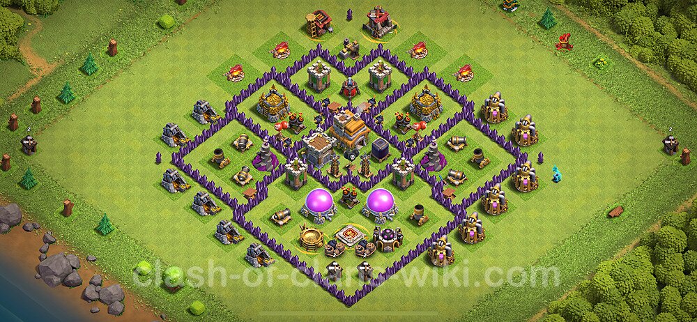 Base plan TH7 (design / layout) with Link, Anti 3 Stars, Anti Everything for Farming 2024, #2175