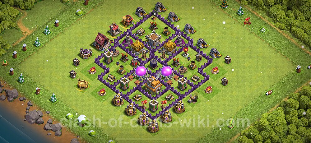 Base plan TH7 (design / layout) with Link, Anti 3 Stars, Anti Air / Dragon for Farming 2025, #2408