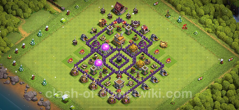 Base plan TH7 (design / layout) with Link, Anti 2 Stars, Hybrid for Farming 2025, #2411