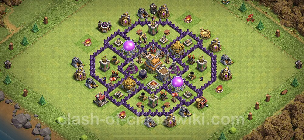 Base plan TH7 Max Levels with Link, Anti Air / Dragon, Hybrid for Farming, #490
