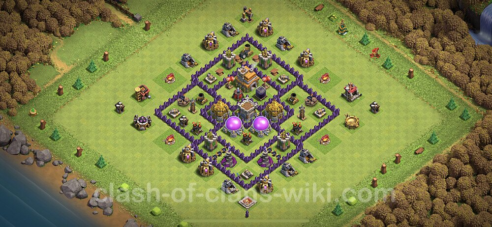 Base plan TH7 Max Levels with Link, Anti 3 Stars, Hybrid for Farming, #497
