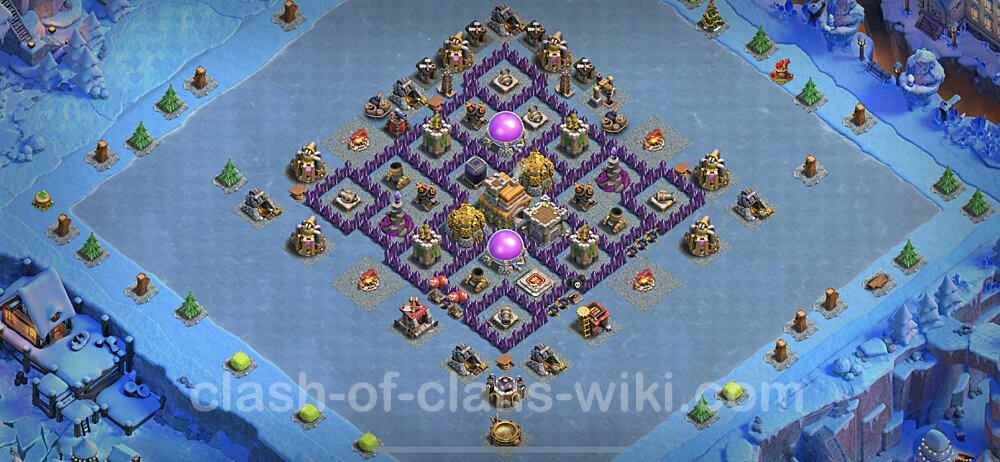 Base plan TH7 (design / layout) with Link, Anti 2 Stars, Hybrid for Farming, #499