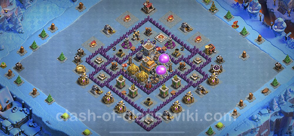 Base plan TH7 (design / layout) with Link, Anti 2 Stars, Hybrid for Farming, #500