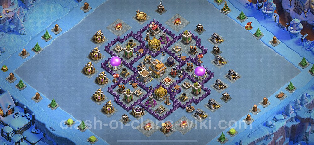 Base plan TH7 (design / layout) with Link, Anti 3 Stars for Farming, #506
