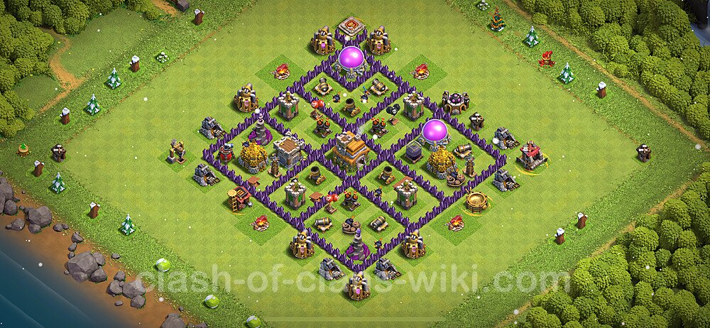 Base plan TH7 (design / layout) with Link, Anti 2 Stars, Anti Everything for Farming 2024, #862