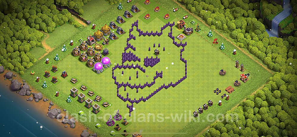 TH7 Troll Base Plan with Link, Copy Town Hall 7 Funny Art Layout 2024, #13