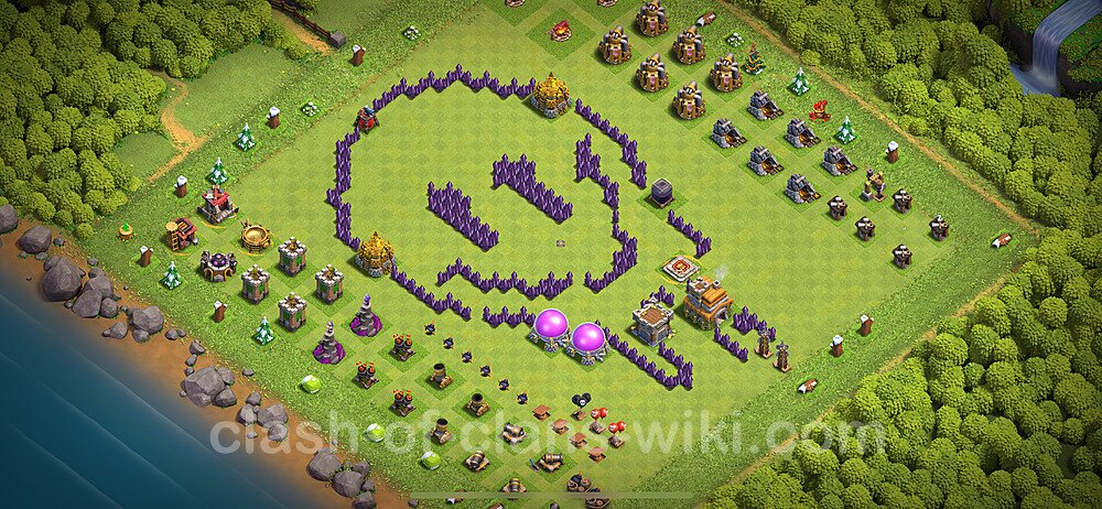 TH7 Troll Base Plan with Link, Copy Town Hall 7 Funny Art Layout 2024, #1728