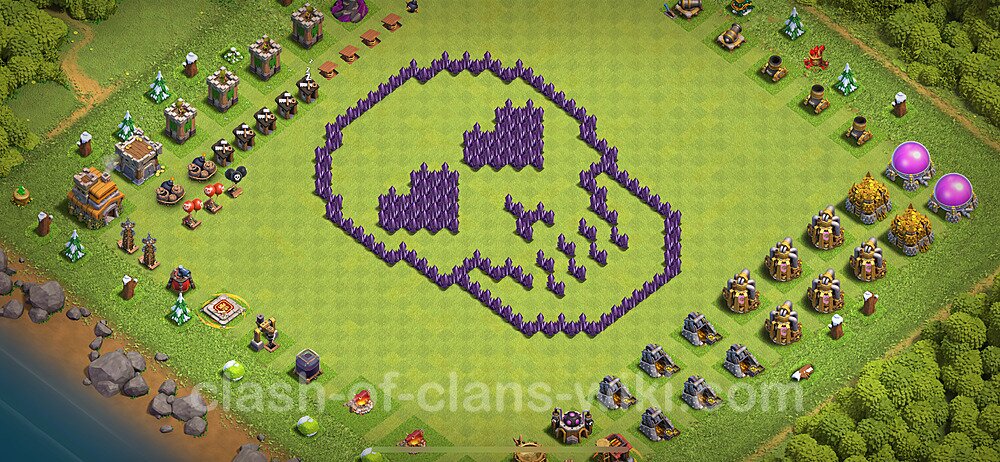 TH7 Troll Base Plan with Link, Copy Town Hall 7 Funny Art Layout 2024, #1729
