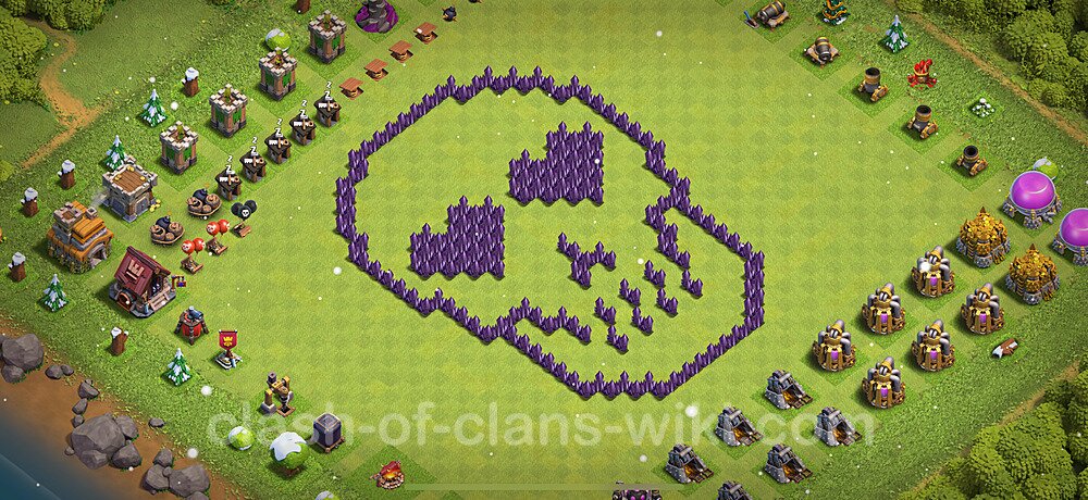 TH7 Troll Base Plan with Link, Copy Town Hall 7 Funny Art Layout, #1729