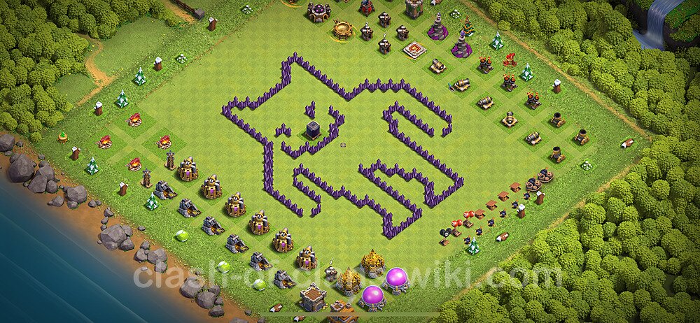 TH7 Troll Base Plan with Link, Copy Town Hall 7 Funny Art Layout 2024, #1735