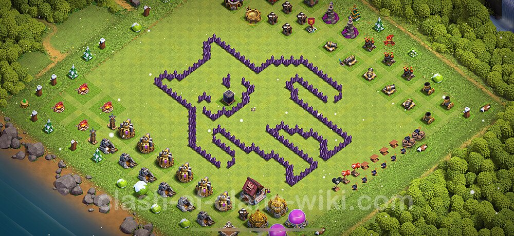 TH7 Troll Base Plan with Link, Copy Town Hall 7 Funny Art Layout 2025, #1735