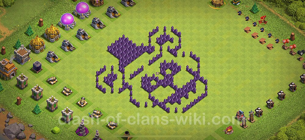 TH7 Troll Base Plan with Link, Copy Town Hall 7 Funny Art Layout 2024, #1886