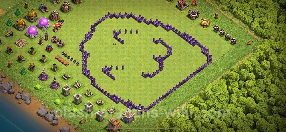 Funny Troll Diseño de aldea Ayuntamiento 7 Copiar - COC TH7 Perfecta Distribucion 2024 + Enlace, #1921