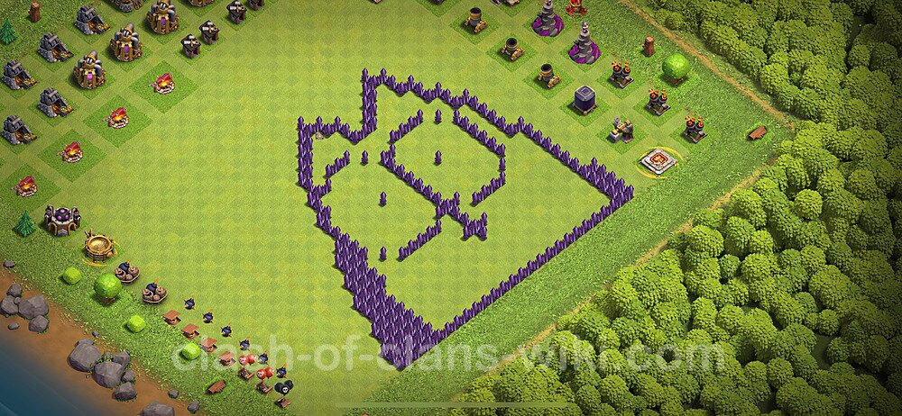 TH7 Troll Base Plan with Link, Copy Town Hall 7 Funny Art Layout 2024, #1938