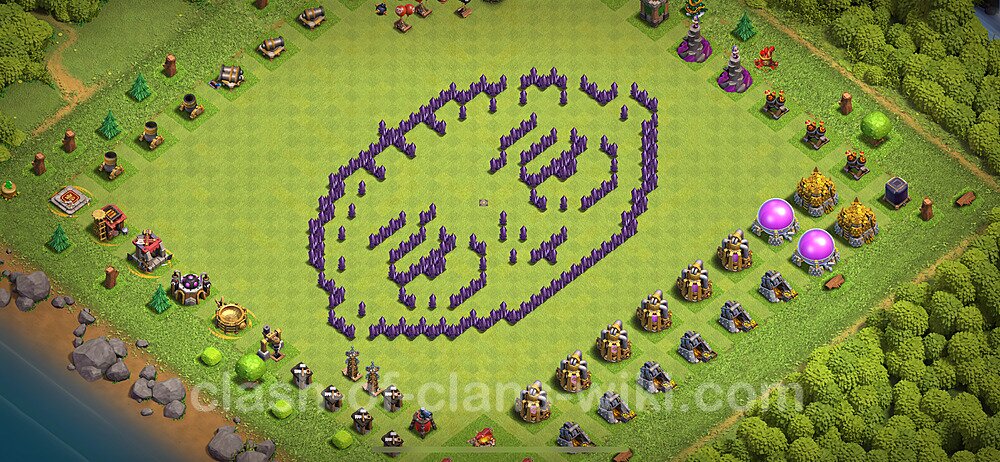 TH7 Troll Base Plan with Link, Copy Town Hall 7 Funny Art Layout 2024, #2048