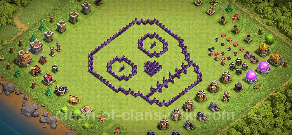 TH7 Troll Base Plan with Link, Copy Town Hall 7 Funny Art Layout 2024, #2120