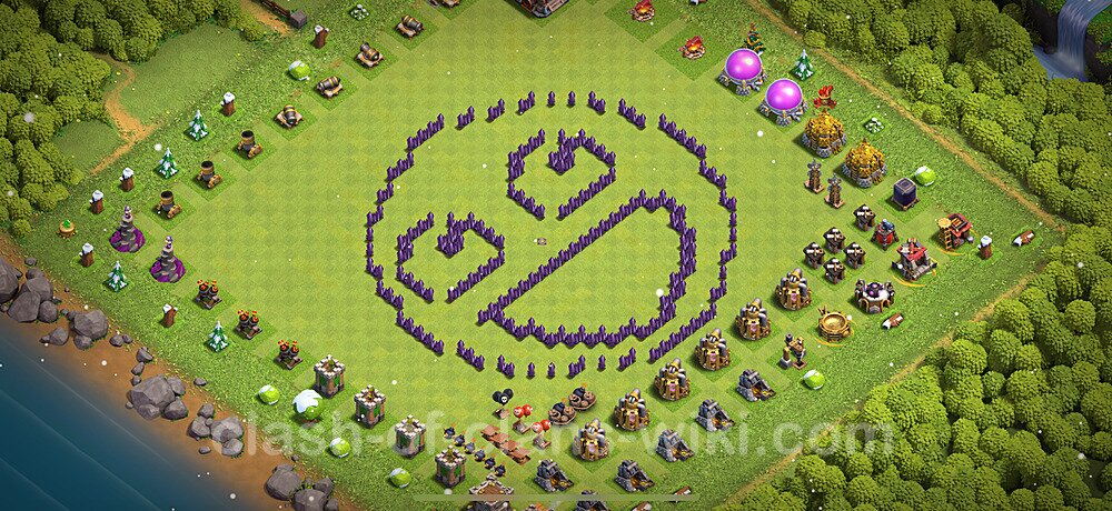 TH7 Troll Base Plan with Link, Copy Town Hall 7 Funny Art Layout 2025, #2129