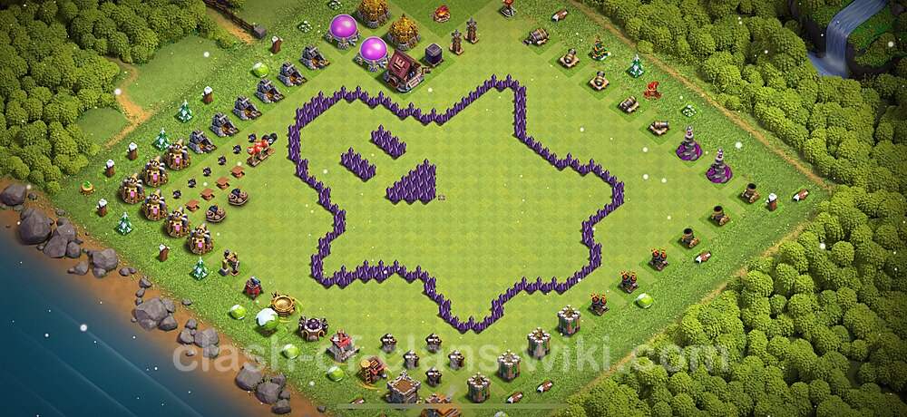 Municipio livello 7 Funny Troll Base + Link - Miglior Disposizione Villaggio COC 2025 TH7, #2132