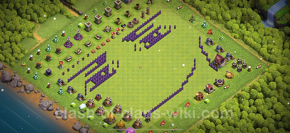 TH7 Troll Base Plan with Link, Copy Town Hall 7 Funny Art Layout 2025, #2146