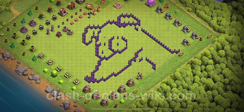 Funny Troll Diseño de aldea Ayuntamiento 7 Copiar - COC TH7 Perfecta Distribucion 2024 + Enlace, #2147