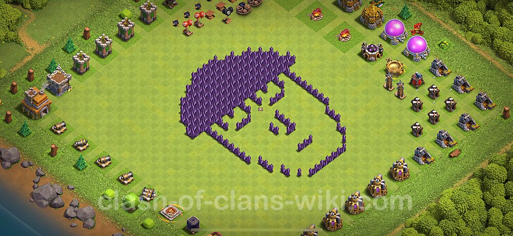 TH7 Troll Base Plan with Link, Copy Town Hall 7 Funny Art Layout 2024, #2211