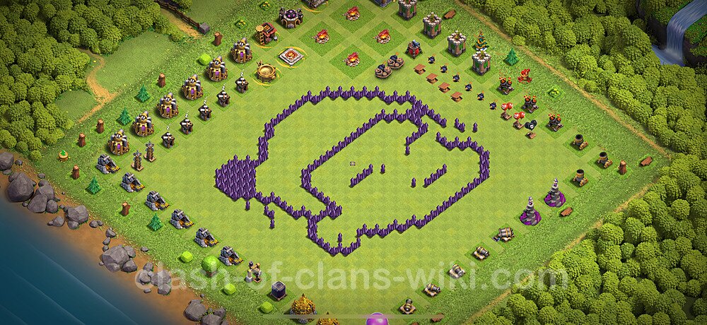 TH7 Troll Base Plan with Link, Copy Town Hall 7 Funny Art Layout 2024, #2217